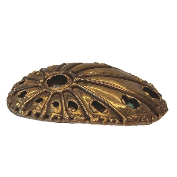 Goldtone Brass Colored Metal Belt Buckle With Turquoise Colored Stones Peacock - Picture 8 of 10